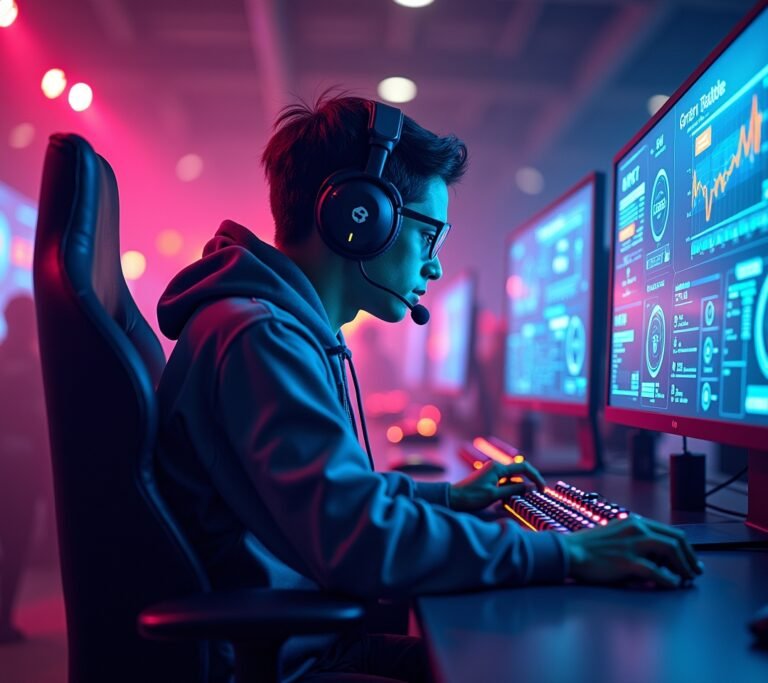 Competitive gamer at tournament