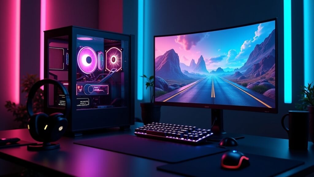 Completed gaming PC setup