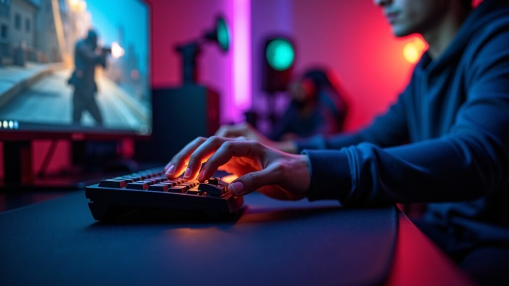 FPS player using gaming mouse