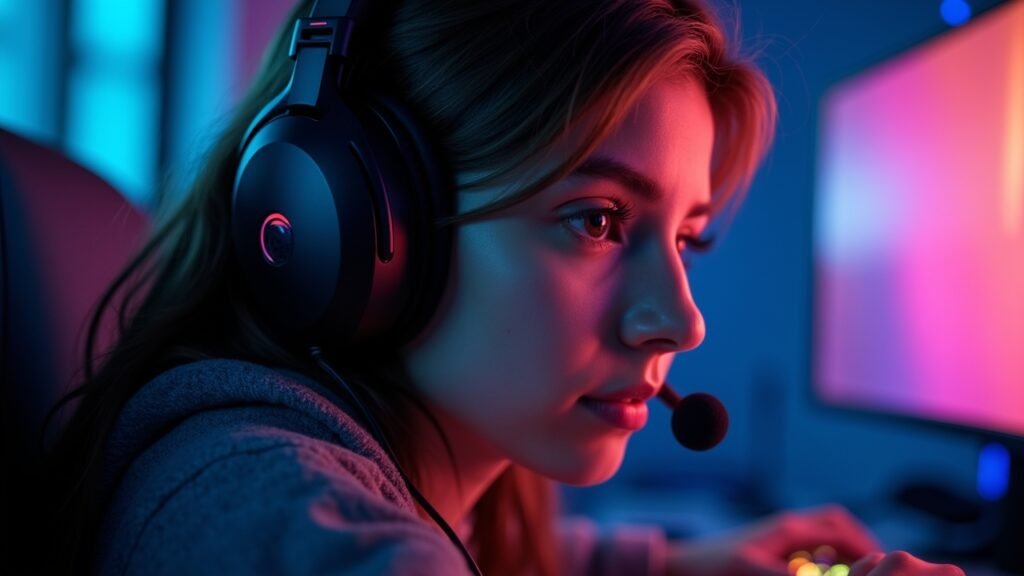 Person wearing gaming headset