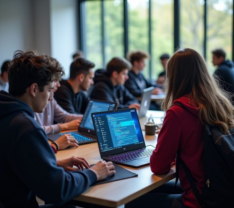 Gaming laptop in classroom setting