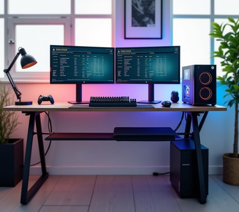 Modern gaming desk setup