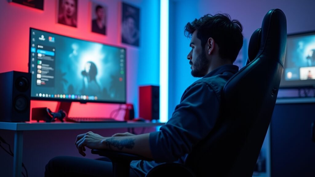Person sitting in gaming chair