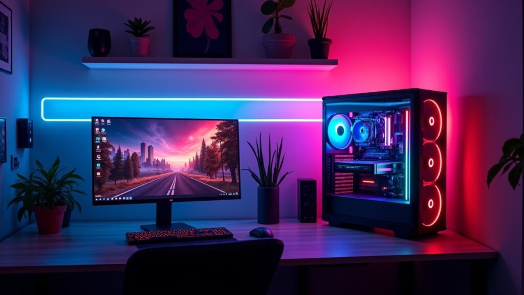 RGB lighting in gaming room