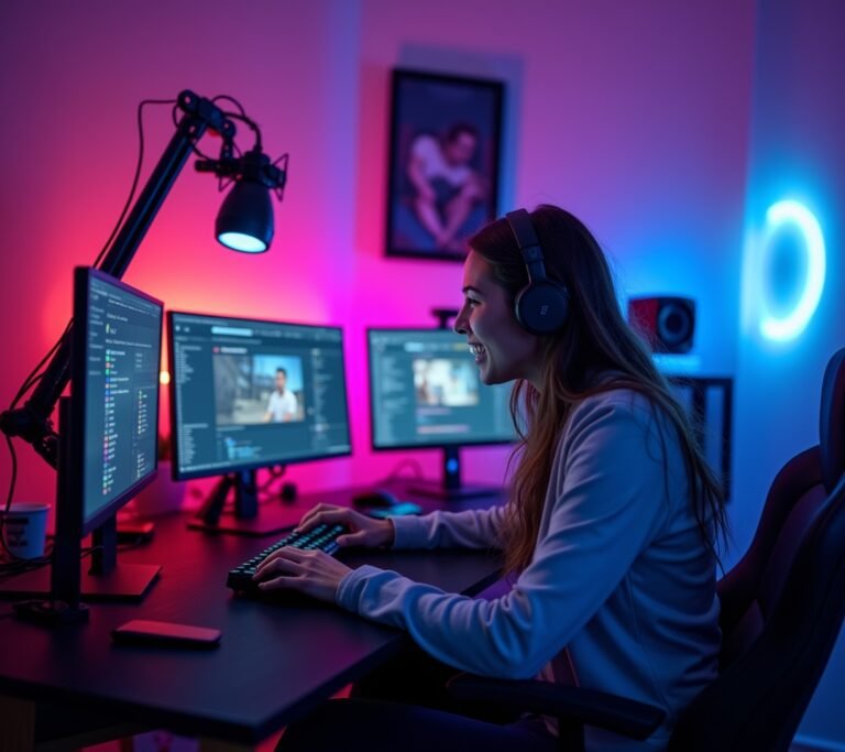 Streamer at gaming setup