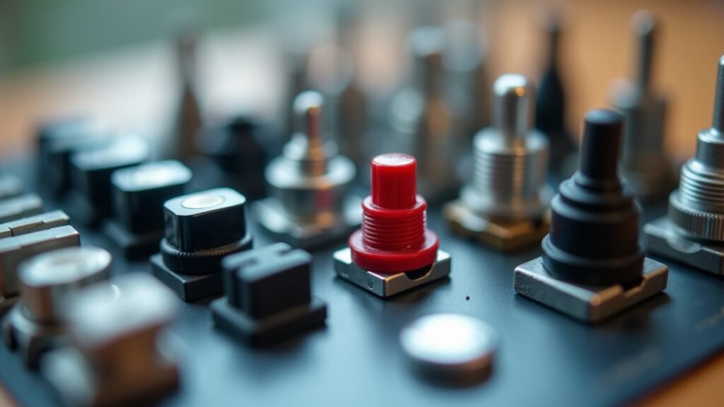 Close-up of different switches