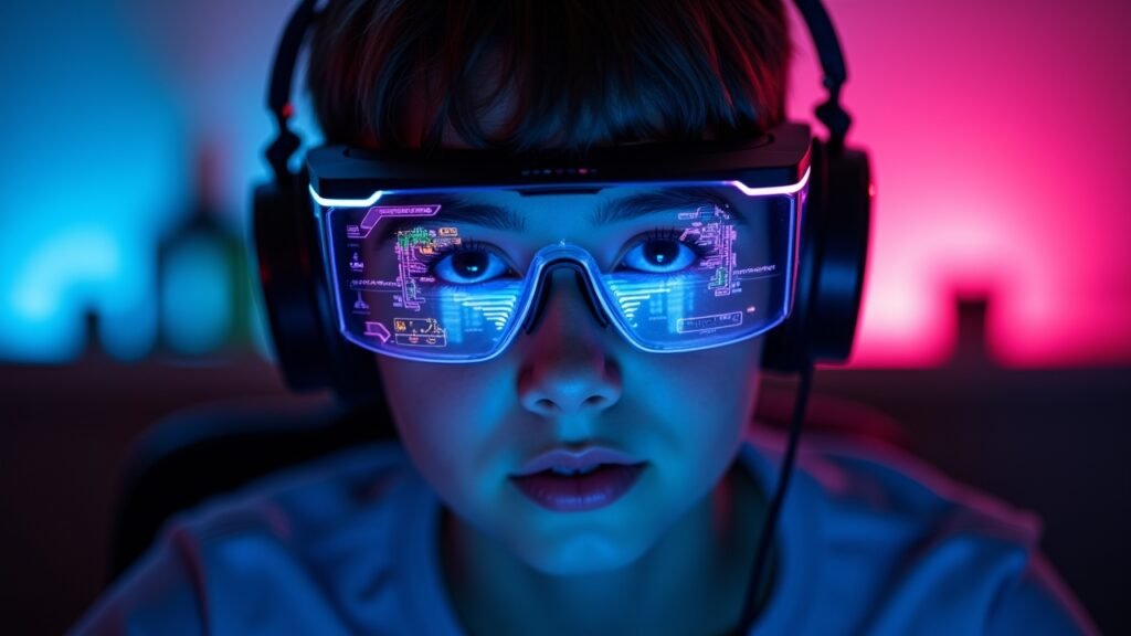 Person wearing gaming glasses